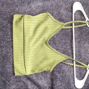 pretty little thing olive green crop top